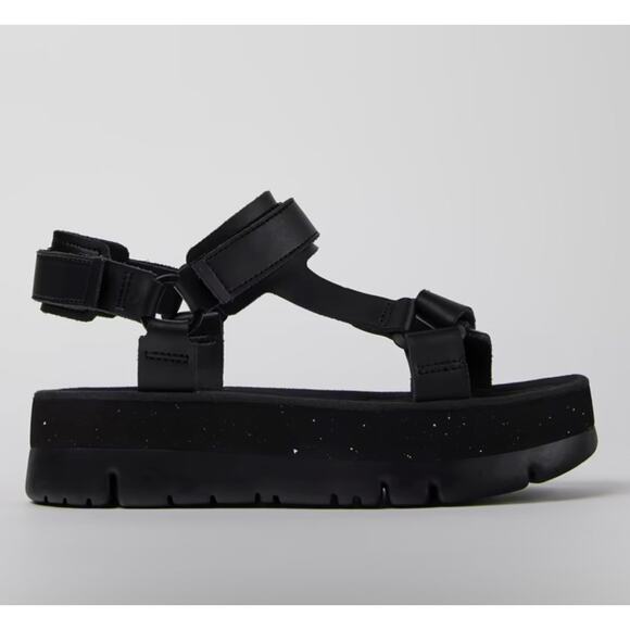 Camper Oruga Women's Platform Sandal Black Leather  Shoes Size 40  or US 9 - Picture 2 of 12